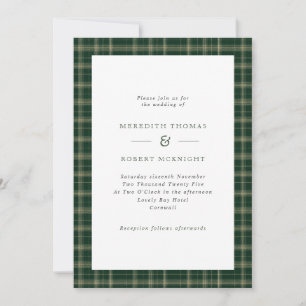 Grönt Tartan Scottish Winter Wedding Inbjudningar