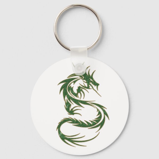 Grönt Tattoo Dragon Nyckelring (Framsida)