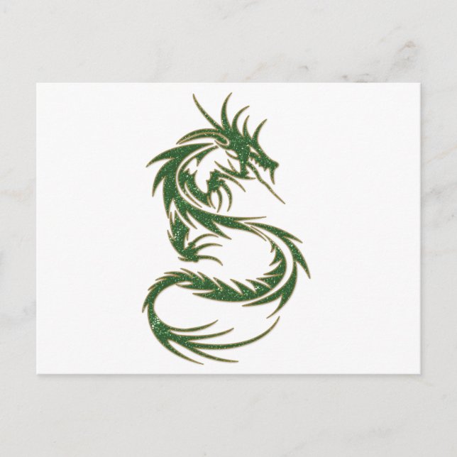 Grönt Tattoo Dragon Vykort (Framsida)