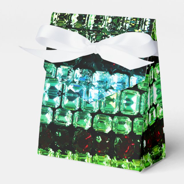 Grönt Tavelblått Rhinestones - vintage smycken Presentaskar (Framsidan Sidan)