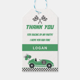 Grönt Tävling Car Födelsedagsfest Tack Gift Märkre Presentetikett