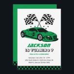 Grönt Tävling Tävla Kids Boys Birthday Inbjudningar<br><div class="desc">För barn för rutdesign,  pojkar eller flickor som kör bil,  tävla för kärlek,  sportbil,  hastighet och bil för leksak. Perfekt för födelsedagsfest av byggtema. Du kan anpassa ordalydelsen så att den passar för andra tillfällen.</div>