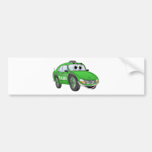 Grönt Taxi Cab Tecknad Bildekal