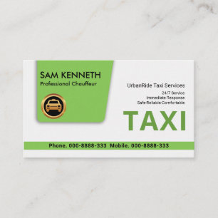 Grönt Taxi Elegance Speciell Tab Chauffeur Taxi Visitkort