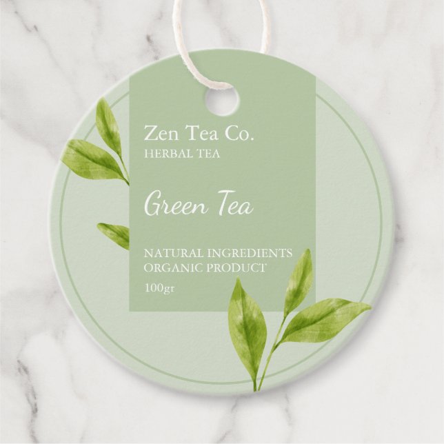Grönt Tea Herbal Tea Business Märkre Gåvor Etiketter (Framsida)