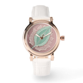 Grönt Tea Löv AI art Armbandsur