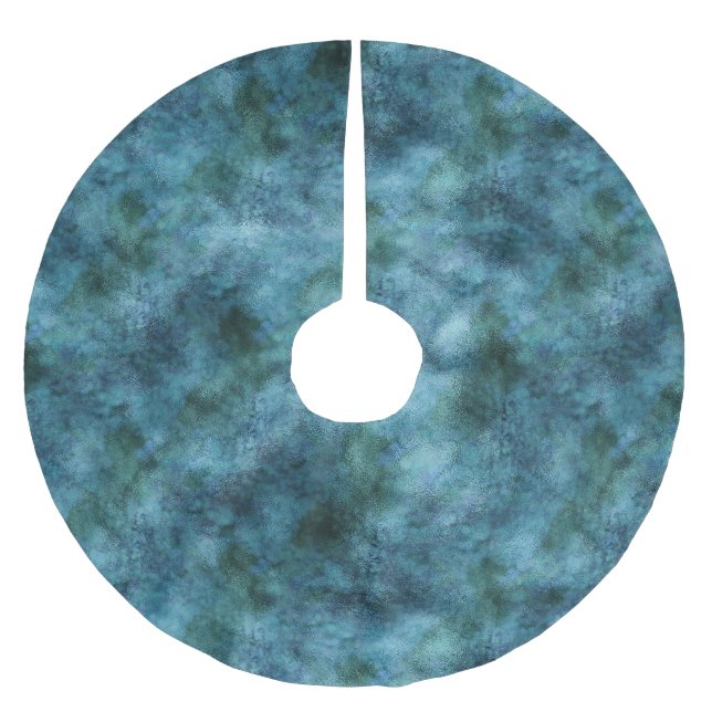 Grönt Teal Aqua Blue Earth Ocean Marble Abstrakt Julgransmatta Borstad Polyester (Framsidan)
