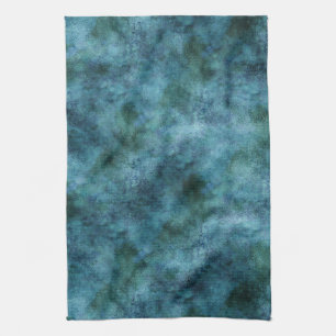 Grönt Teal Aqua Blue Earth Ocean Marble Abstrakt Kökshandduk