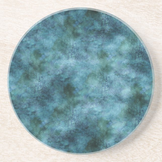 Grönt Teal Aqua Blue Earth Ocean Marble Abstrakt Underlägg (Framsidan)