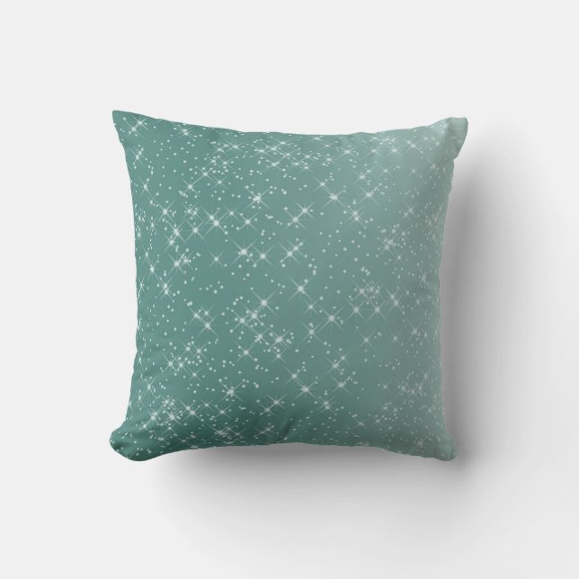 Grönt Teal Aqua Sparkles Kudde (Framsida)