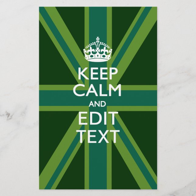 Grönt Teal Behålla Lugn och få ditt textunionsverk Brevpapper (Framsida)