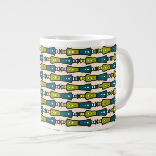Grönt Teal Black Cream Tribal Jumbo Coffee Mugg