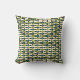 Grönt Teal Black Cream Tribal Pillow eller Cushion Kudde