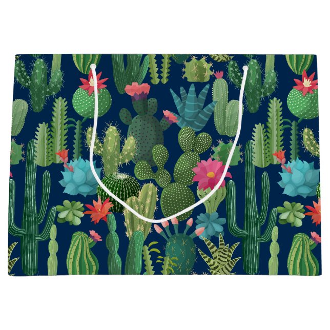 Grönt Teal Blooming Cacti Mönster (Framsidan)