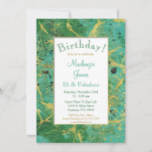 Grönt Teal Guld Abstrakt Birthday-inbjudan