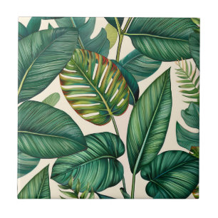 Grönt & Teal Handflatan Monstera Tropical Löv Möns Kakelplatta