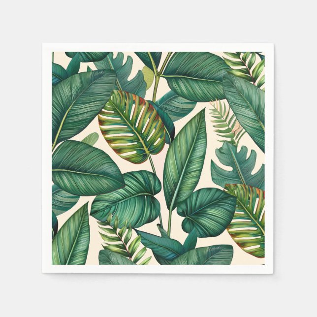 Grönt & Teal Handflatan Monstera Tropical Löv Möns Pappersservett (Framsidan)