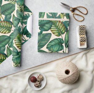 Grönt & Teal Handflatan Monstera Tropical Löv Möns Presentpapper