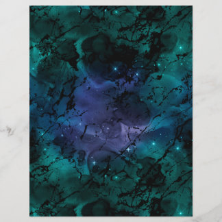 Grönt Teal Marmor Galaxy Scrapbook Papper Ark