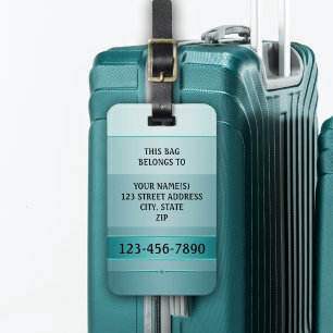 Grönt Teal Metallic Stripe Luggage Tag Bagagebricka