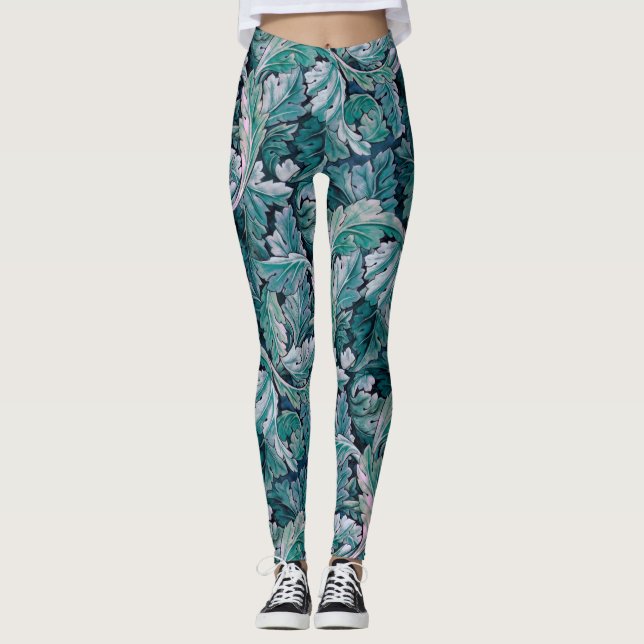 Grönt & Teal Morris Löv Leggings (Framsida)