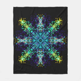 Grönt Teal Psychedelic Bohemian Mandala Fleecefilt