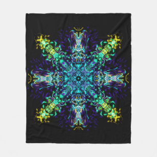 Grönt Teal Psychedelic Bohemian Mandala Fleecefilt
