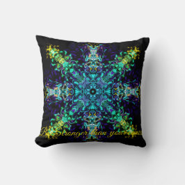 Grönt Teal Psychedelic Bohemian Mandala Kudde