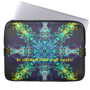 Grönt Teal Psychedelic Bohemian Mandala Laptop Fodral