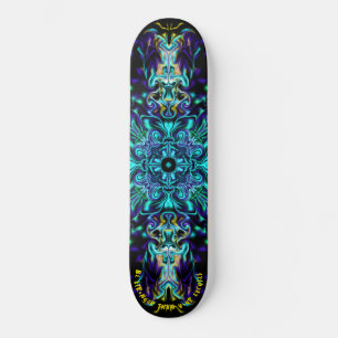 Grönt Teal Psychedelic Bohemian Mandala Mini Skateboard Bräda 18,5 Cm
