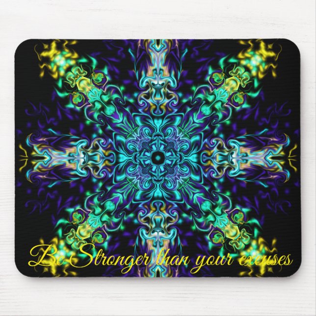 Grönt Teal Psychedelic Bohemian Mandala Musmatta (Framsidan)