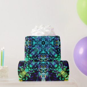 Grönt Teal Psychedelic Bohemian Mandala Presentpapper