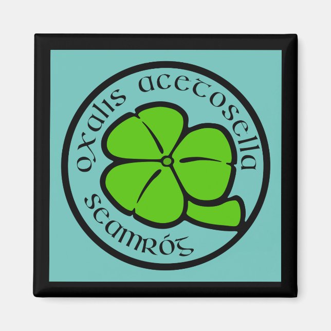 Grönt Teal Shamrock Saint patrick's day Blommigt A Magnet (Framsidan)