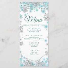 Grönt Teal Silver jul Snowflake Quinceañera Meny