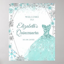 Grönt Teal Silver Winter Mis Quince Välkomsttecken
