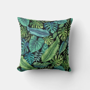 Grönt & Teal Tropical Handflatan Banana Monstera L Kudde