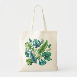 Grönt & Teal Tropical Handflatan Banana Monstera L Tygkasse