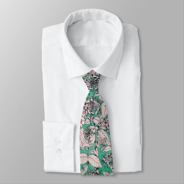 Grönt Teal White Graphic Flowers Mönster Slips (Bunden)