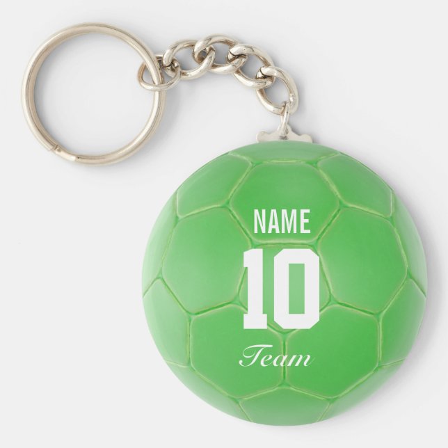 Grönt Team Ocer Ball Personlig Namn Nyckelring (Framsidan)
