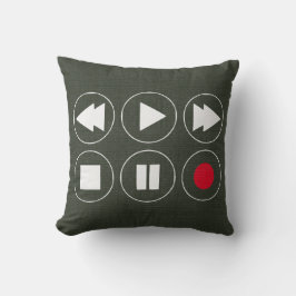 grönt Tech Icons Rewind Play Fast Foward Kudde