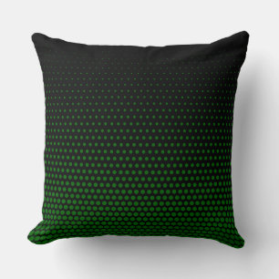 Grönt Techno Dots Modern Black Kudde