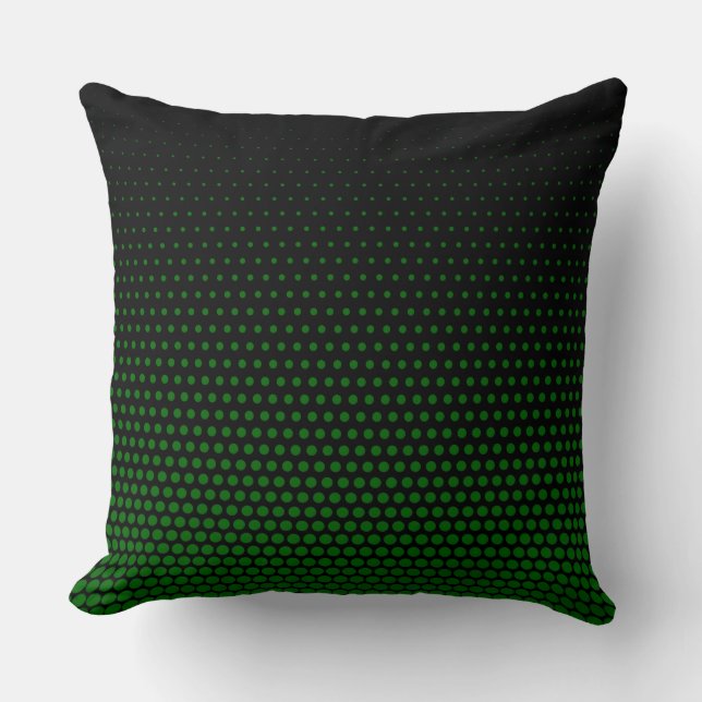 Grönt Techno Dots Modern Black Kudde (Framsida)