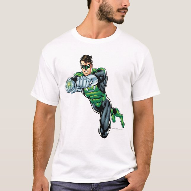 Grönt - Tecknad, båda armar framåt Tee Shirt (Framsida)