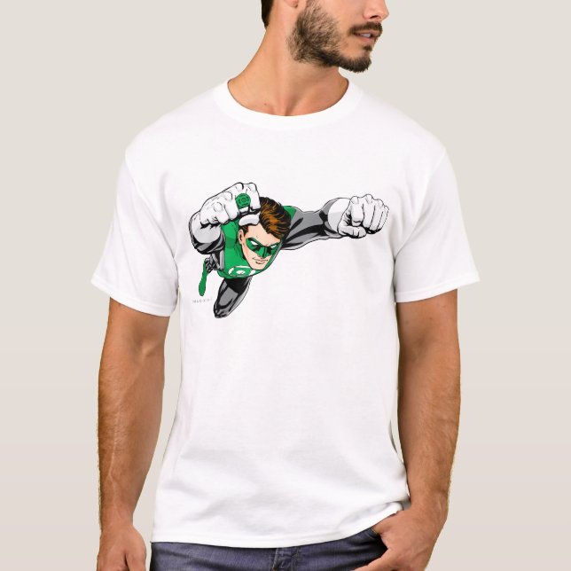 Grönt - Tecknad, Flygande Höger T Shirt (Framsida)