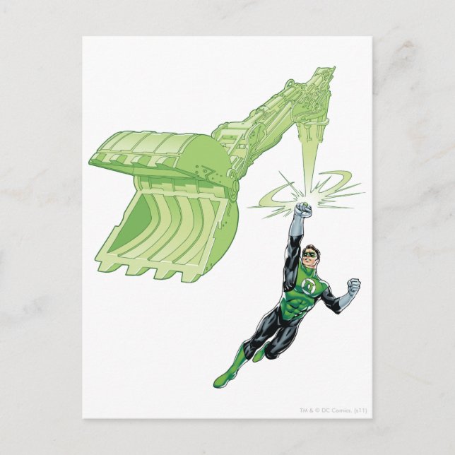 Grönt - Tecknad, med maskin Vykort (Framsida)