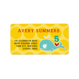 Grönt Tecknad Whale Barn Birthday Returadress Adressetikett
