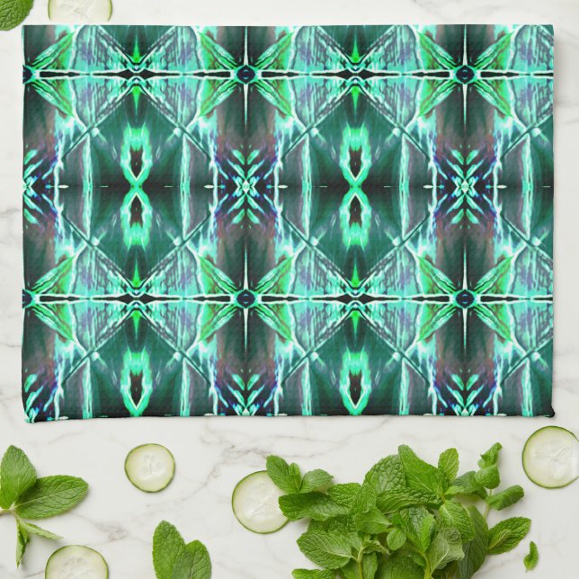 Grönt teckning-upprepning som genererar olika form kökshandduk (Vikta)