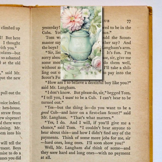 Grönt Tekanna Blommigt  mappa bokmarkörer för Bokm Visitkort (Skapare uppladdad)