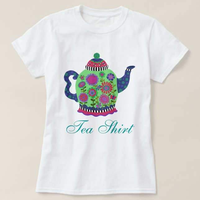 Grönt Tekanna Tea Shirt Tee Shirt (Design framsida)