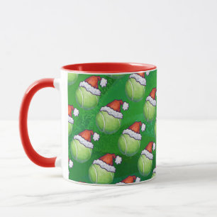 Grönt Tennis Boll i Santa Hat Mönster Mugg